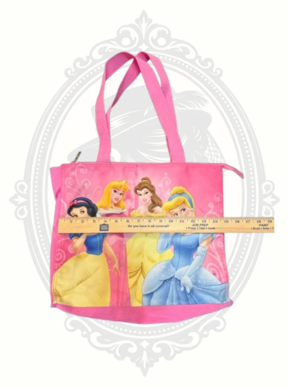 Disney Princess Pink Zippered Tote Bag Snow White Belle Cinderella Aurora Girls